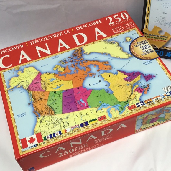 SALE Sealed puzzles with posters Geography Canada & World maps 250pc homeschool - Picture 3 of 11